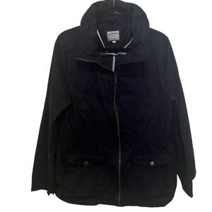 Fat Face Women's Windbreaker Full Zip Hooded Jacket in Navy Sz UK 16